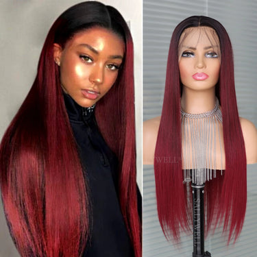 Burgundy Straight Lace Front Wig